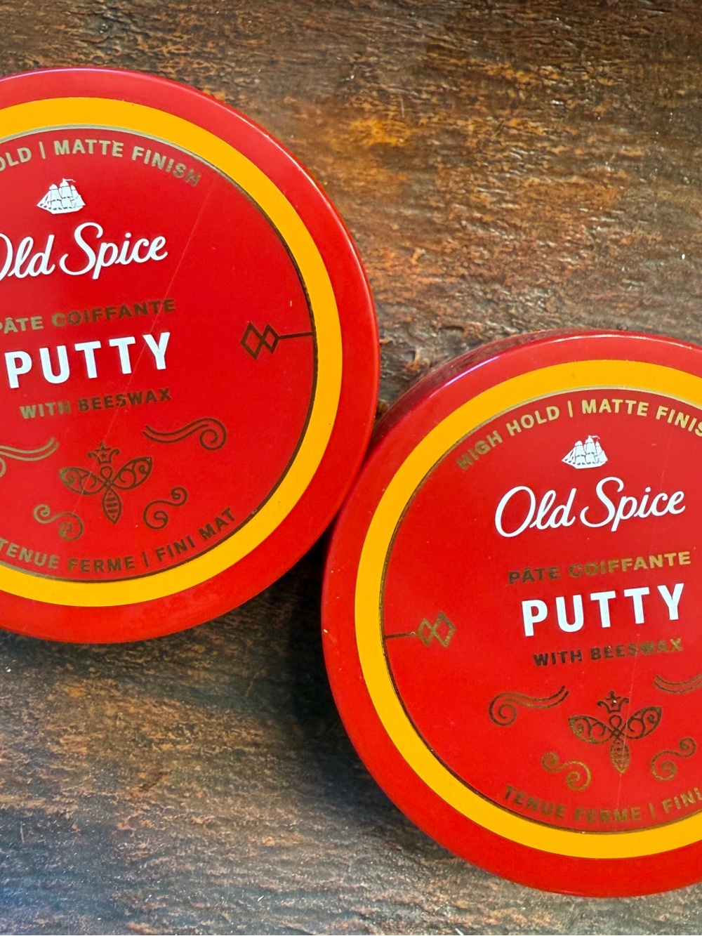 Old Spice PutttyHair Styling Wax w beeswax- Red Matte Finish brand new set of 2